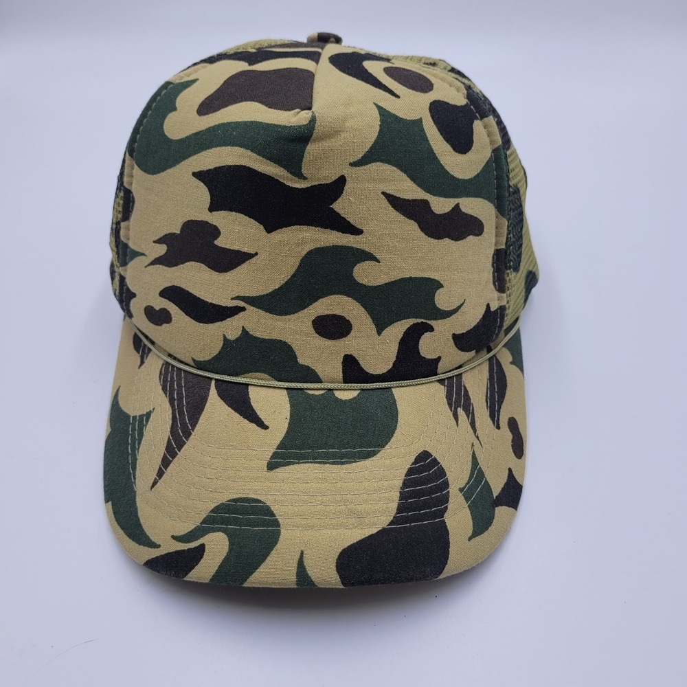 Vintage Caporama Duck Hunter Camo Trucker Hat Mesh Snapback Made in Taiwan 90s